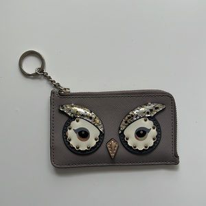 Kate Spade Star Bright Cityscape Owl Poppy Card Holder Coin Case Keychain